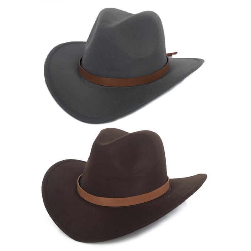 Fringed Belt Western Cowboy Hat Jazz Hat Woolen Hat Felt Hat Men Women Western Cowboy Hats Wide Brim Sunhat Panama Caps