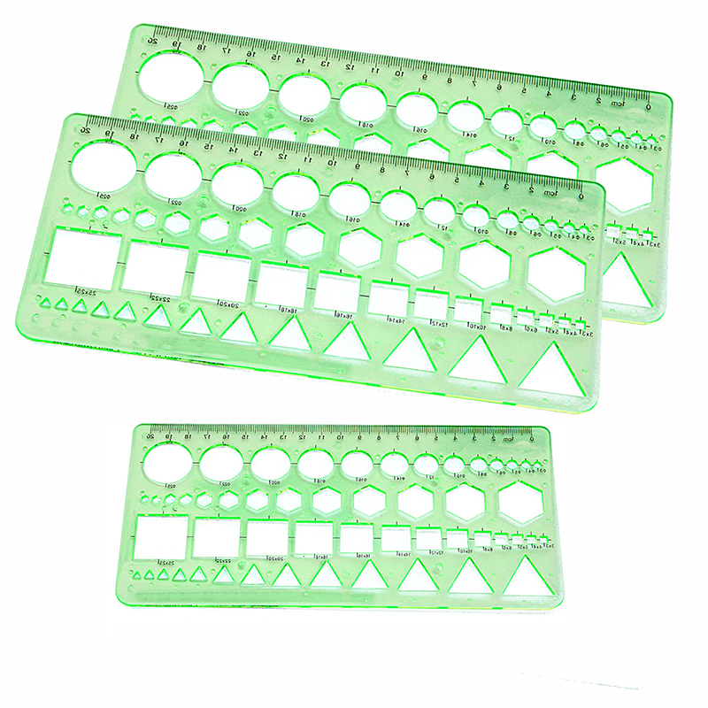 POTENCO drawing Ruler measuring tool Plastic Circles Squares Geometric Template Rulers Suitable For Student trammel