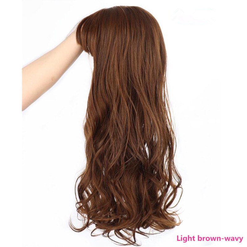 Hywamply 60CM Long Magic Clip on Hair Topper Add Volume Synthetic Hairpiece Closure for Covering White Hair Slightly Hair Loss