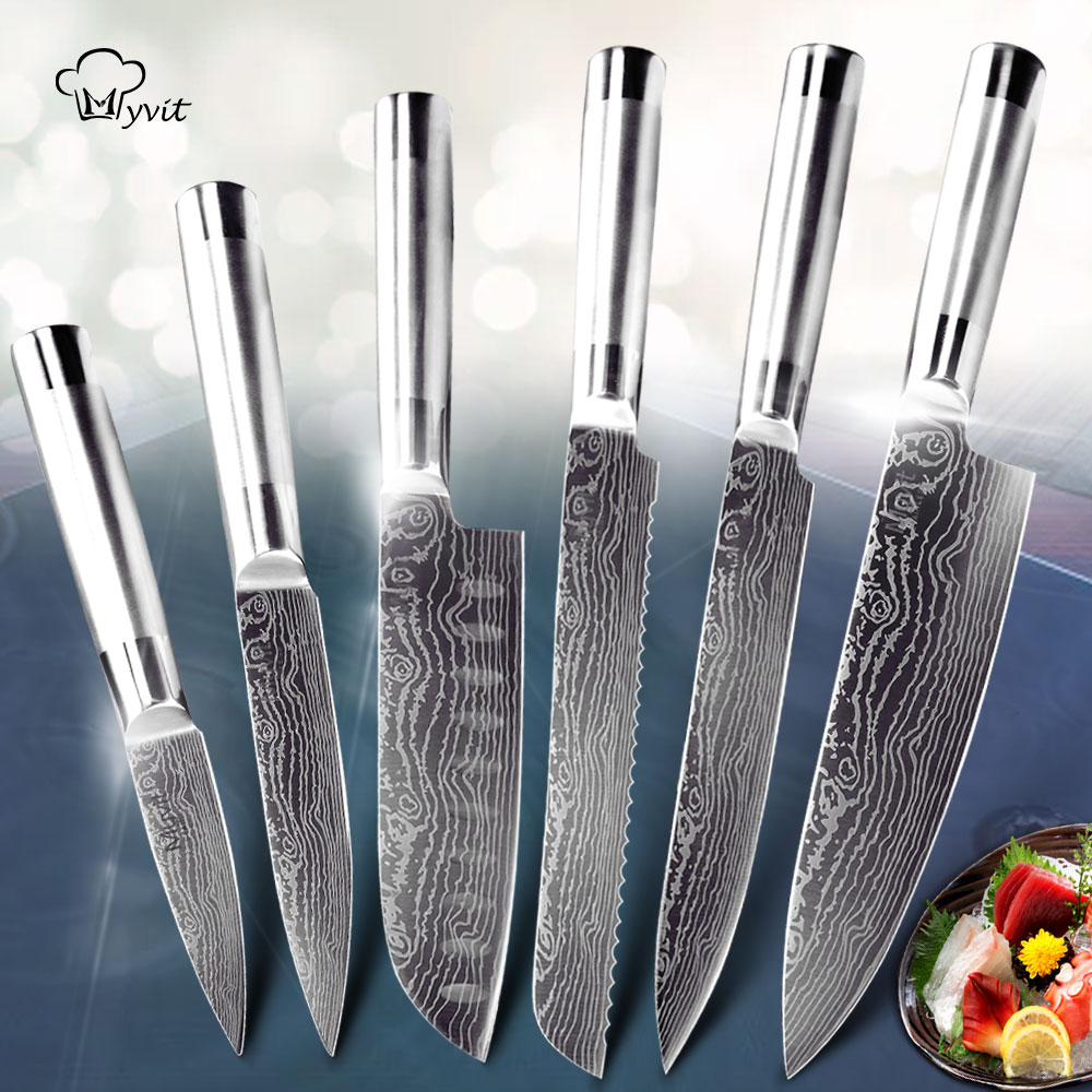 Knife Set Chef Santoku Japanese Knife 7CR17 440C High Carbon Stainless Steel Utility Bread Slicing Knives