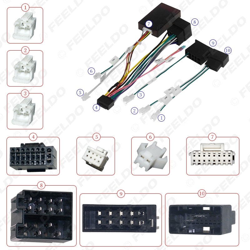 FEELDO Car 16pin Audio Wiring Harness Adapter With Canbus Box For Mercedes-Benz W209(02-06)/W203(01-04) Stereo Installation: Wire harness