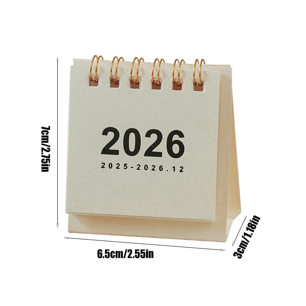 2025-2026 bureaukalender, van mei 2025 tot december 2026, kleine kalender van 20 maanden, 6,5x7x3cm papieren kleine bureaukalender kalender: WIT