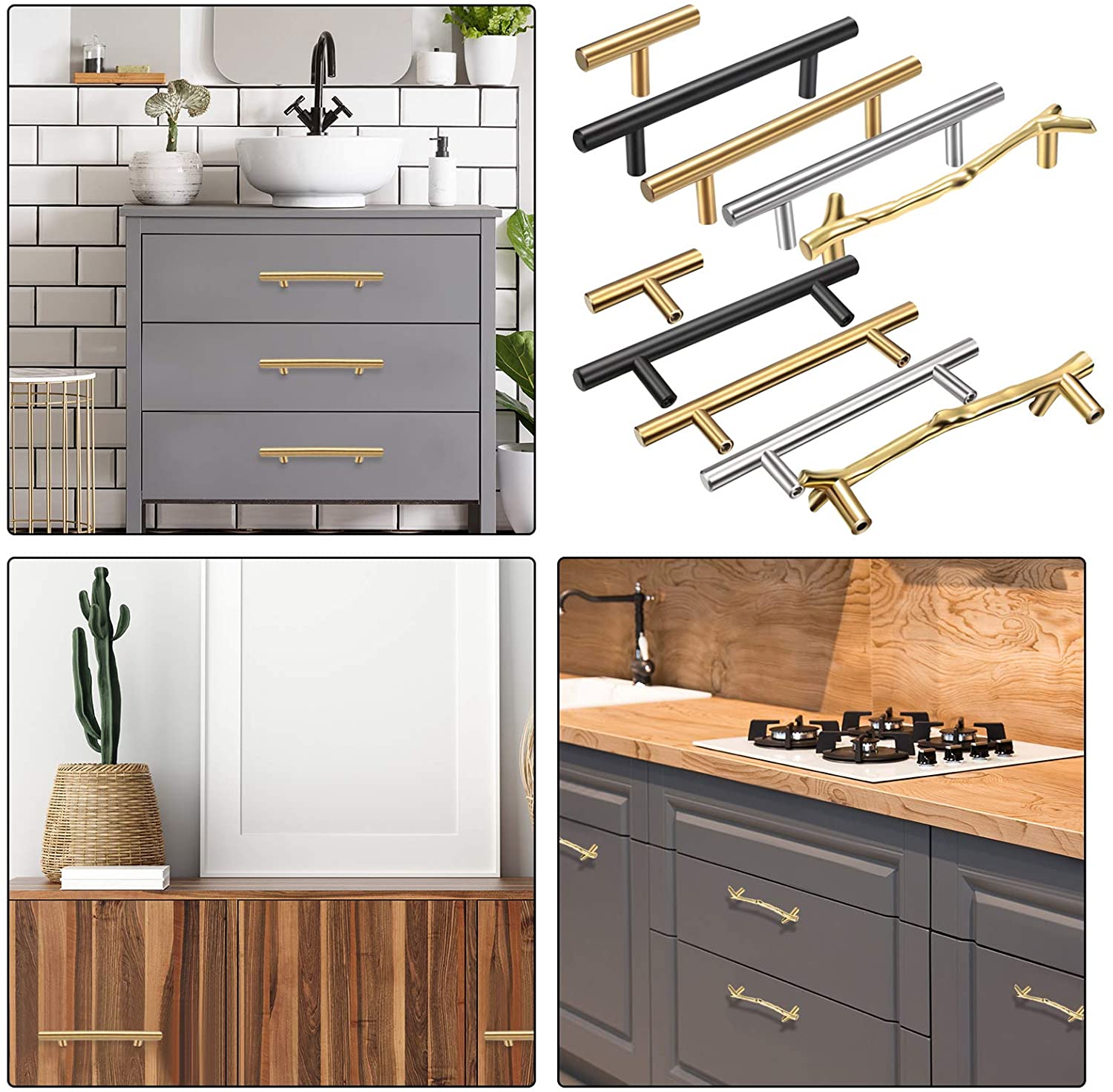 12 Pcs Metal Handles For Tray Resin Stainless Steel Hardware Handles With Screw Sets Drawer Kitchen Cabinet Door