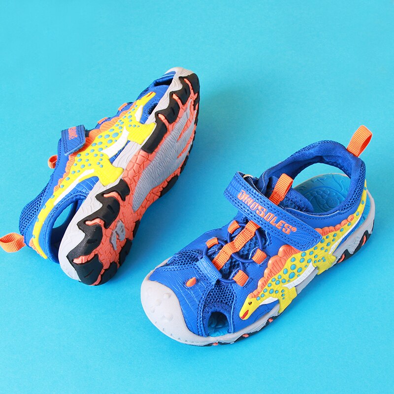 Dino Zomer Jongens Kinderen Sandalen Knipperende Dinosaurus Lederen Kids Led Light Up Casual Outdoor Strand Schoenen Ademend Sandaal 27-34