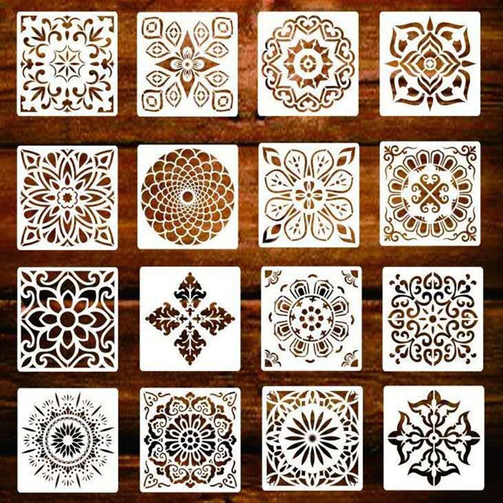 53 sztuk Mandala kropka szablony robić malowania szablony idealny dla majsterkowiczów malowanie kamieni projektów artystycznych wielokrotnego użytku malarstwo rysunek szablony: 16szt 15X15CM