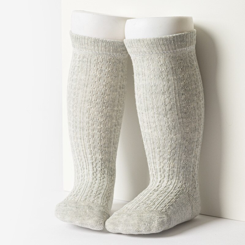 Wecute Neue Baby Mädchen Baumwolle Knie Hohe Socken Einfarbig freundlicher Kleinkind Doppel Nadel Kurze Socken Für freundlicher Baby socken: Grau / 9cm Pro 0-12Monat