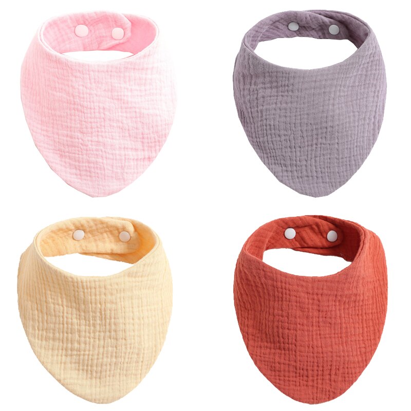 4Pcs/ Lot Cotton Baby Bibs Adjustable Triangle Newborns Saliva Towel Toddler Baby Boys Bib Burp Cloth Scarf Baby Shower: WKD40009