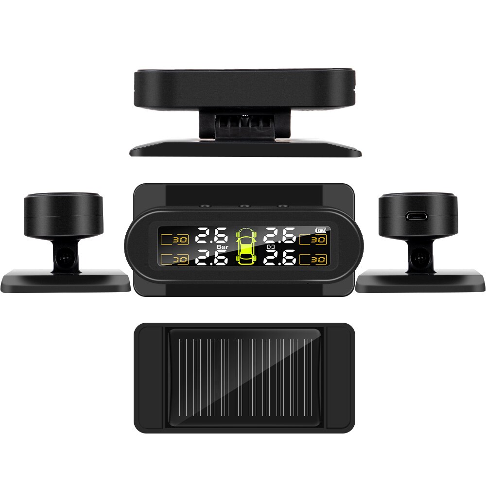 Sensor de presión de neumáticos TPMS para coche, carga Solar USB, sistema de monitoreo Psi, herramienta de alarma de seguridad para neumáticos, sensores de presión para neumáticos en tiempo Real presion neumaticos