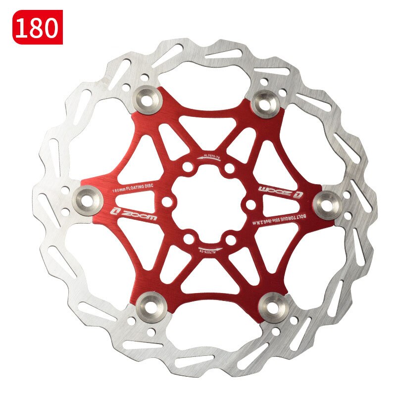 Zoom Bicycle Disc Brake MTB Brake Float Floating Disc Rotors 160mm 180mm 203mm Hydraulic Brake Pads Float Rotors Bicycle Parts: red 180mm