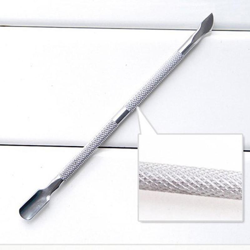1pcs Stainless Steel Double Head Nail Art Manicure Stainless Steel Spoon Shape Pusher Dead Skin Clip Remover Manicure Tool
