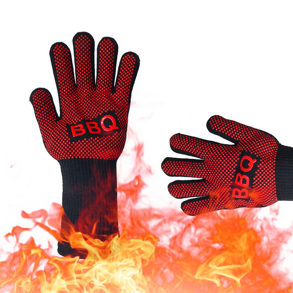 Guantes resistentes al calor para barbacoa, manoplas de silicona antideslizantes para cocinar, hornear, asar al horno, accesorios ignífugos para barbacoa, 1 unidad