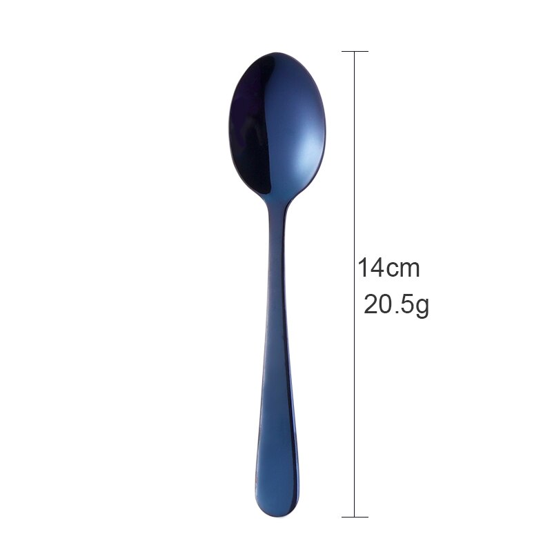 Multi Kleur 4 Stks/set Koreaanse Kleine Koffie Lepels Set Rvs Spiegel Poolse Gold Theelepels Voor Thee Party Kleine Lepel: Blue 4pcs
