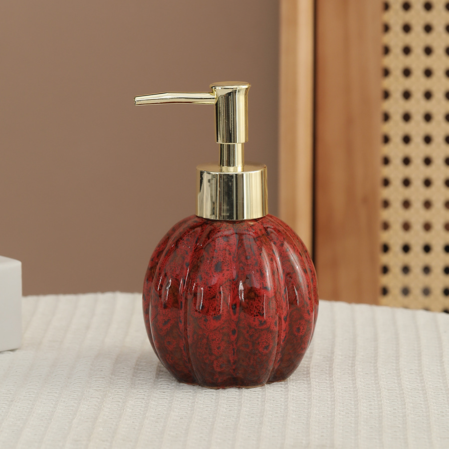 zeepdispenser Pompoen keramische fles voor handdesinfecterend middel, shampoo en douchegel, druk- en doseerfles, decoratie, dispenser: Lichtgrijs