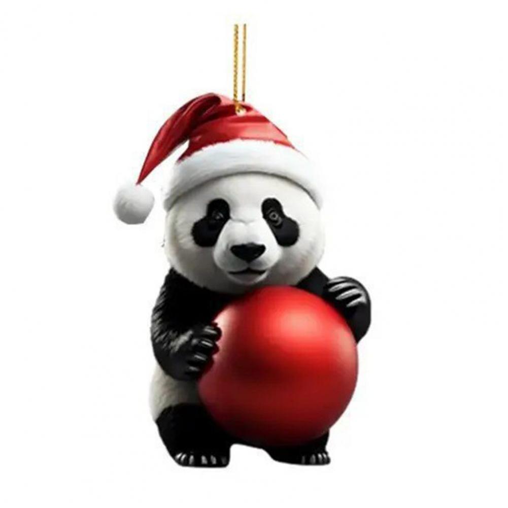 Julepanda tau dekorasjon tegneserie panda ornament festlig juletre hengende ornamenter sett tegneserie til til hjemmet: Hvit