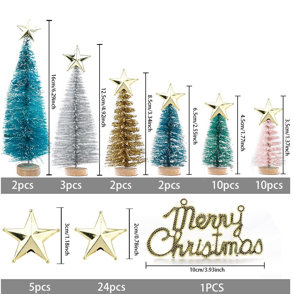 Mini arbre de noël coloré de 57 pièces | Faux pins, accessoire Photo de noël diy, décoration de Table pour fête de noël, décor de maison pour nouvel an