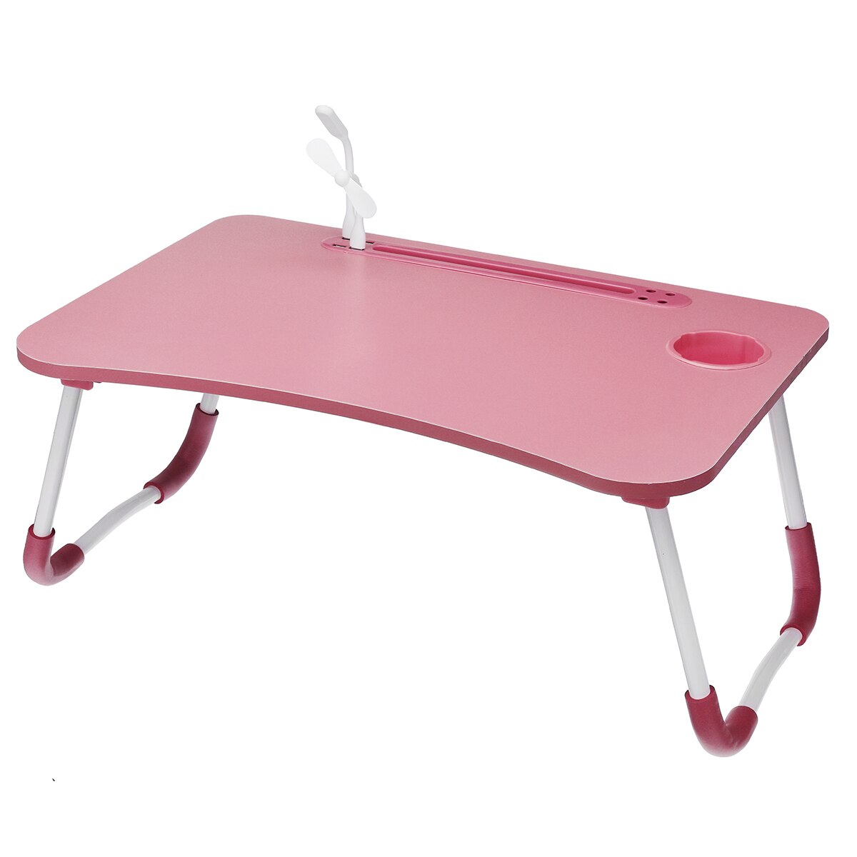 Folding Laptop Stand Holder Study Table Lamp Usb Fan Desk Wooden Foldable Computer Desk for Bed Sofa Tea Serving Table Stand