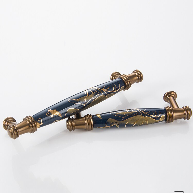 Navy blue/Ceramic Door Handles European Antique Furniture Handles Drawer Pulls Kitchen Cabinet Knobs and Handles