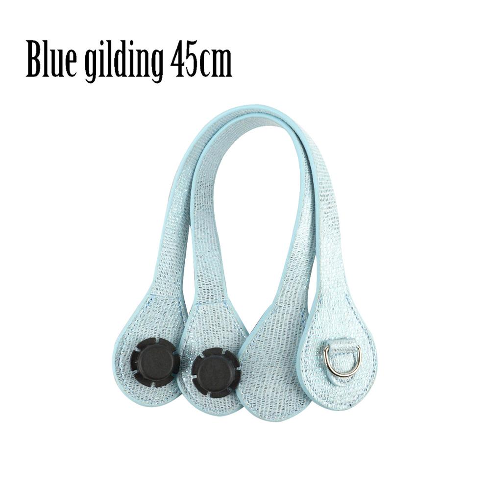 Tanqu Short Handles with Edge Painting D Buckle Round Teardrop End Faux Leather Part for OBag Belt for EVA O Bag: blue gilding 45