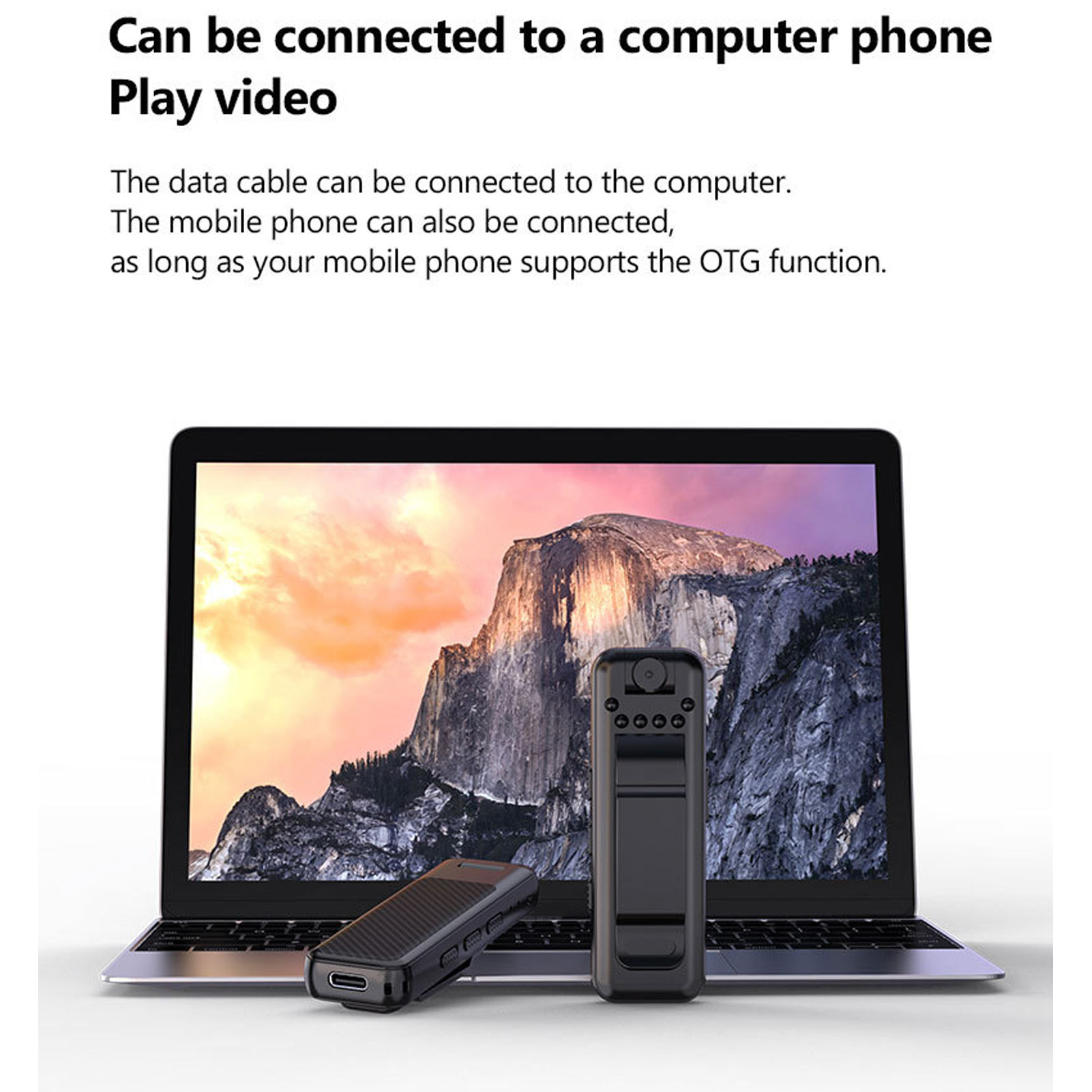 Videoregistratore con Clip posteriore Power Off Storage HD videoregistratore portatile con obiettivo rotante a 180 gradi per affari per sport all'aria aperta