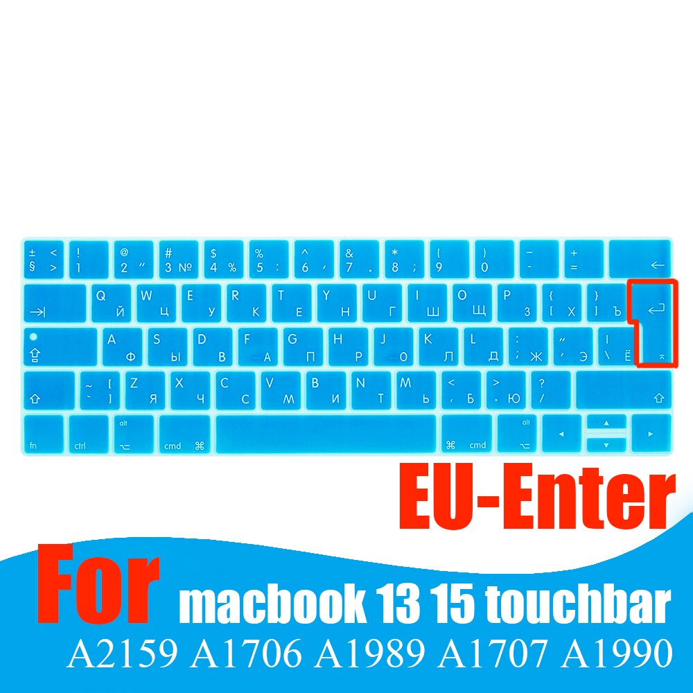 Rosyjska obudowa klawiatury laptopa dla Macbook pro 13 15 touchbar klawiatura ochronna kolorowa obudowa klawiatury A2159 A1707 A1989A1990: EU blue