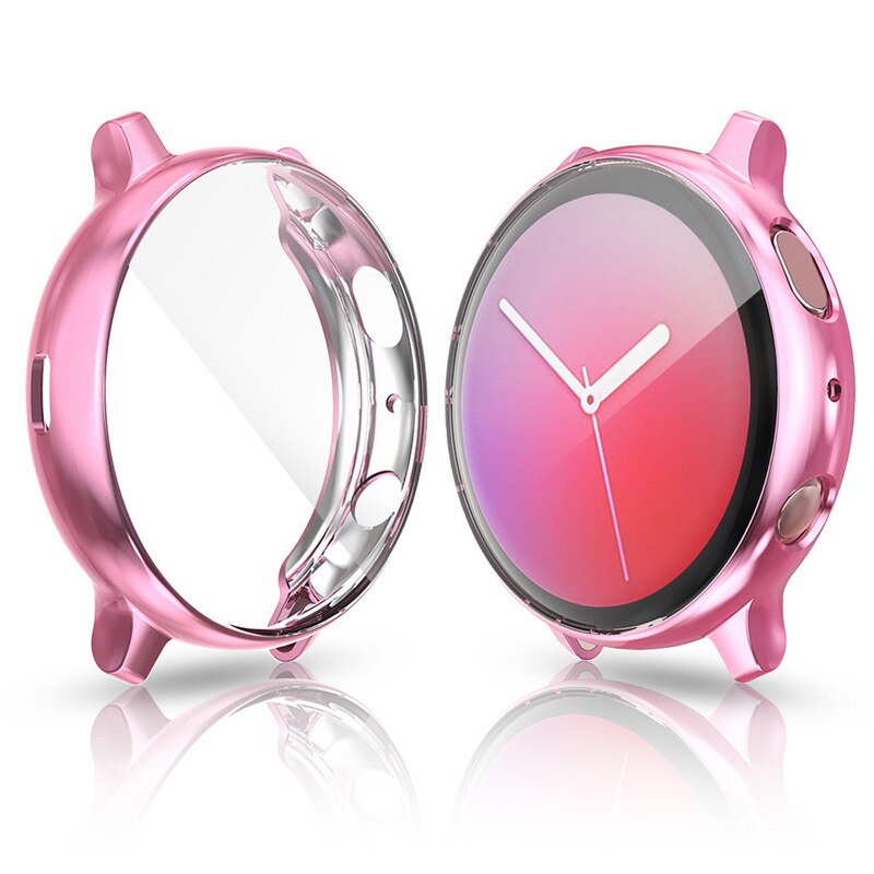 Compatibel met samsung galaxy watch active hoesje zachte tpu bumper volledige rondom screen protector galaxy watch active 40mm sm -r500: Roze roos