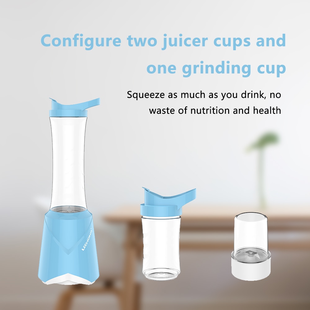 LEEWONG Electric Mini Multi-functional Automatic Portable Blender Household Coffee Grinder Fruit Juicer Blue