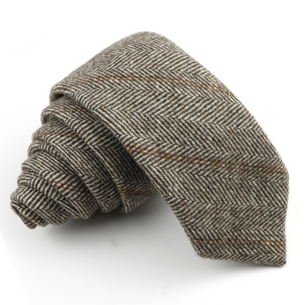 Cravate élégante en laine pour hommes, faite à la main, rayée, couleur kaki, col en coton, pour mariage, fête d'affaires, costume, chemise, accessoire: Lavande