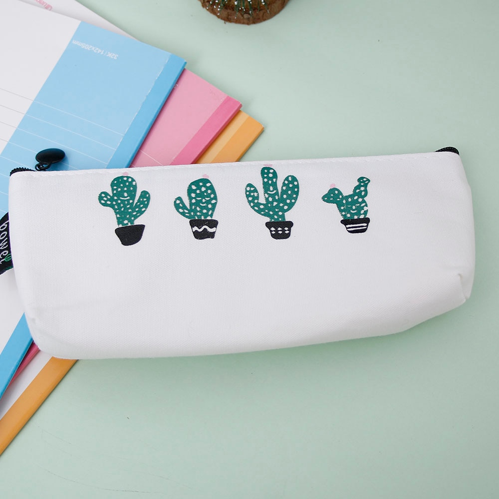 Cactus Pencil Case Canvas Plastics Kawaii Stationery Student Cute Pencil Box School Office Supplies