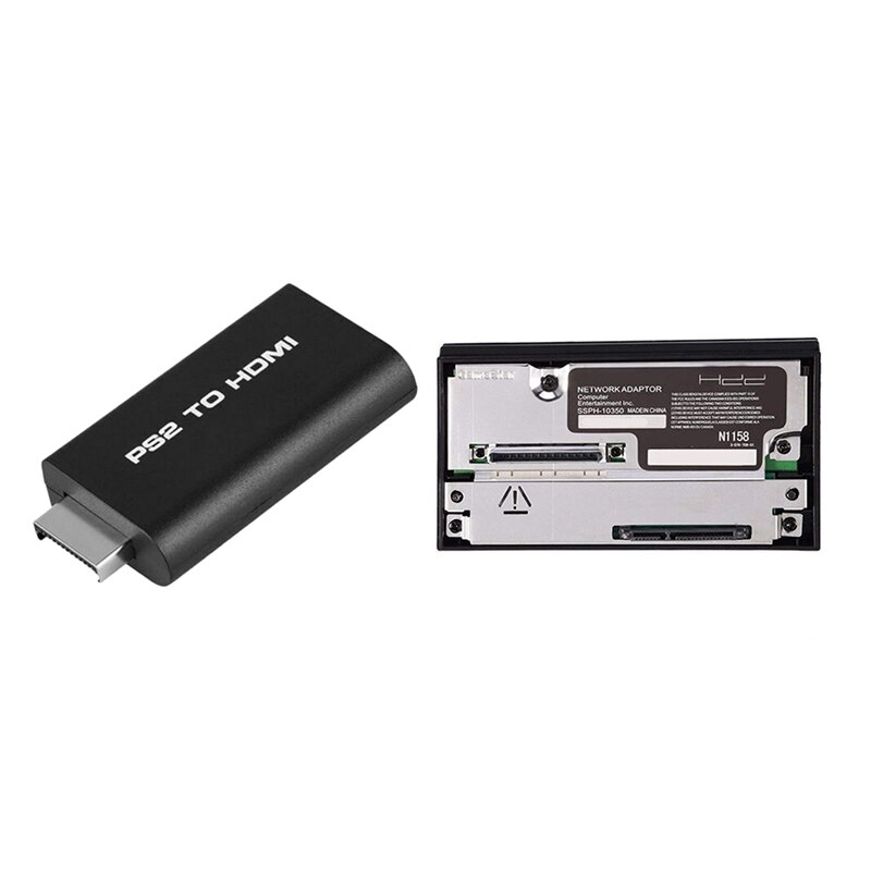 1 Pcs PS2 To HDMI Audio Video Converter Adapter & 1 Pcs Game Console Sata Network Adapter Card: Default Title