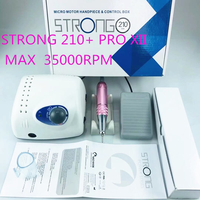 Strong 210 Electric Nail Drill 65W Milling Machine for Manicure Pedicure Nail Drill Apparatus for Manicure Machine Tool: Dark Gray / CN