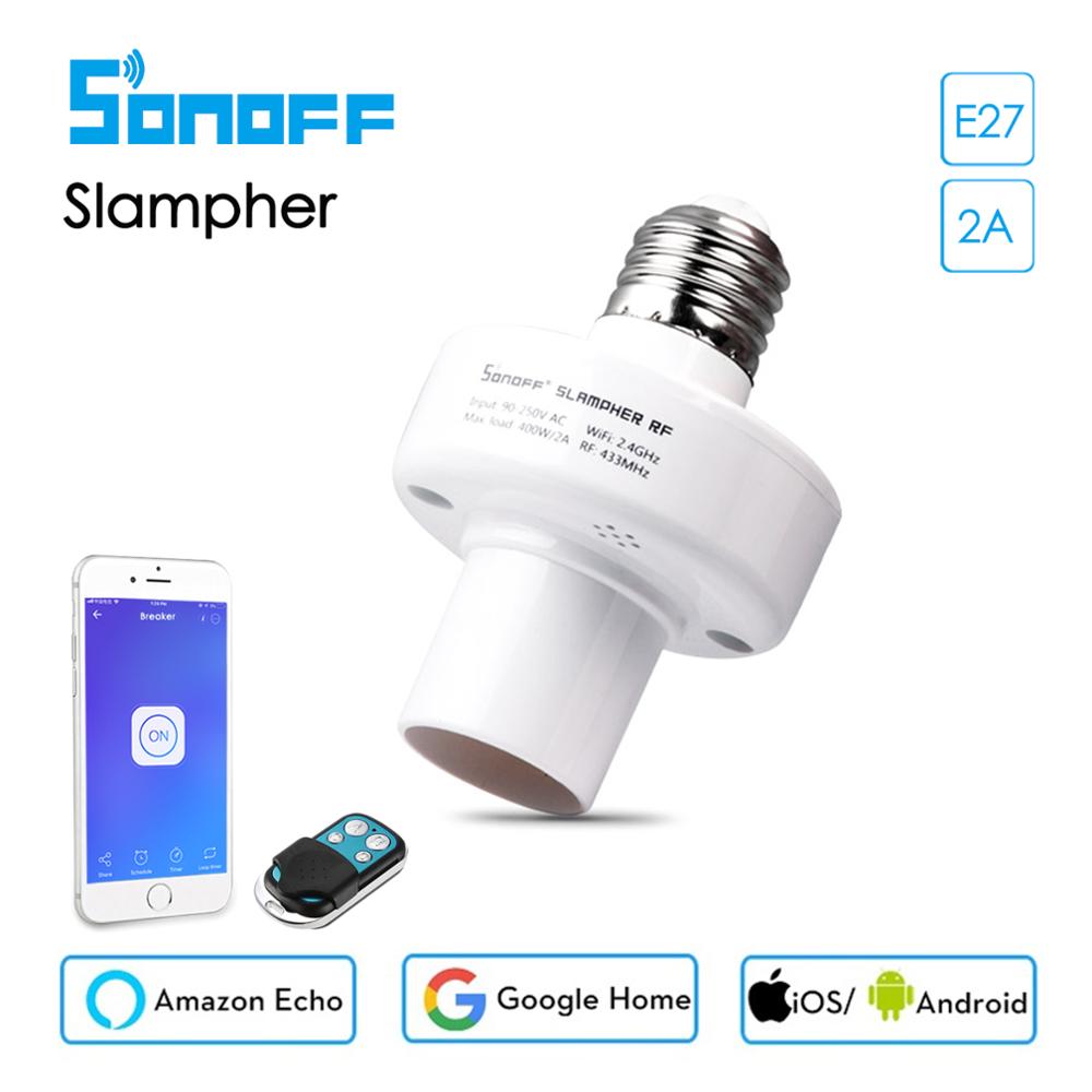 Sonoff Slampher E27 Wifi Bulb Socket 433 Rf Afstandsbediening Lamphouder Smart Home Automation Voor Alexa Google Thuis