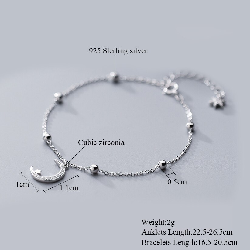 Neue Sterne Mond Quaste 925 Sterling Silber Knöchel Kette Einfache Gypsophila Kette Armbänder Fußkettchen Für Frauen Schmuck Mädchen Beste: Armbänder