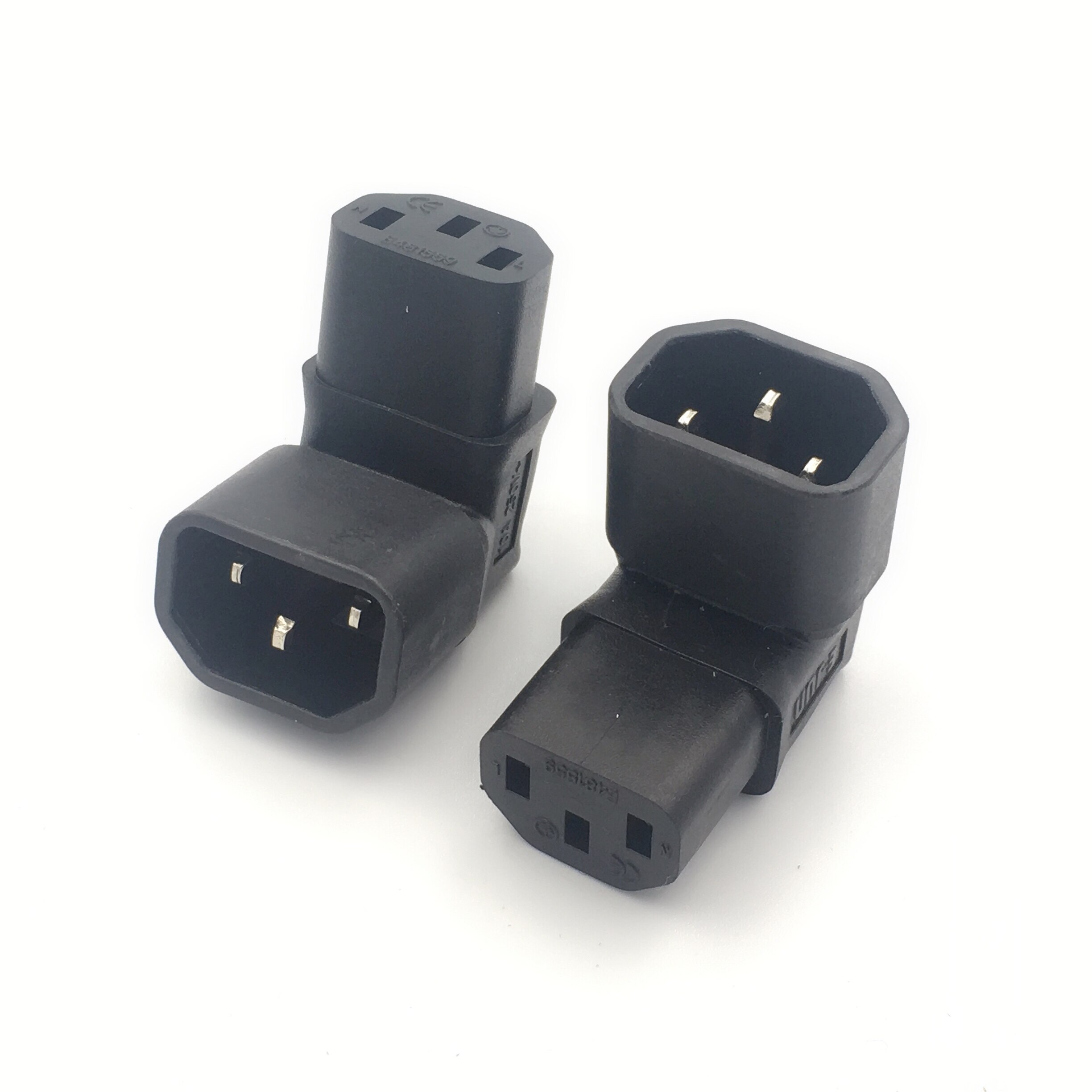 IEC 320 C14 to C13 Right Angle AC Adapter, IEC 3Pole Male to Female 90Degree Down Angle AC converter