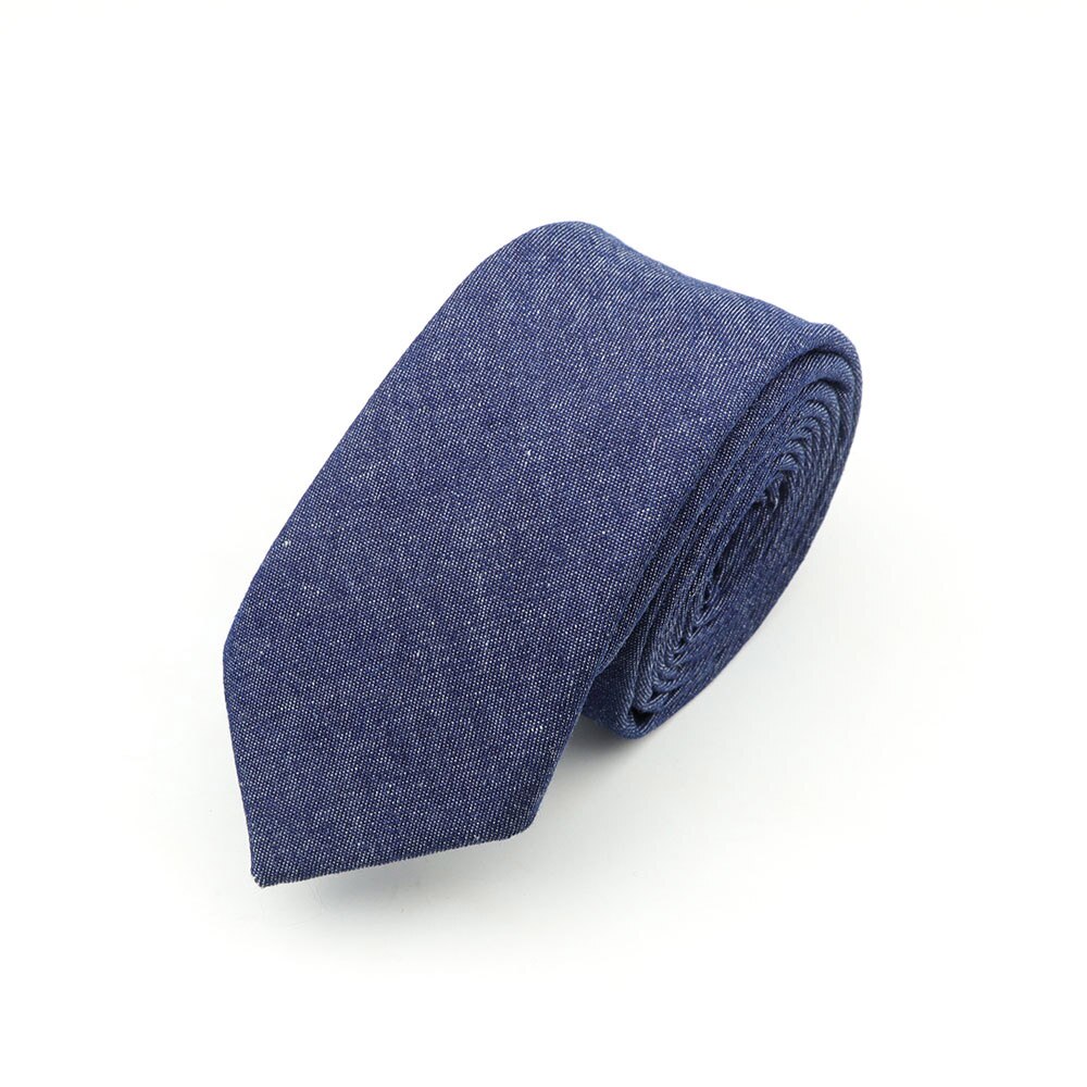 Cotton Denim Ties Men's Black Blue Solid Color Tie Narrow 6cm Width Necktie Slim Skinny Cravate Thick Business Neckties: 3