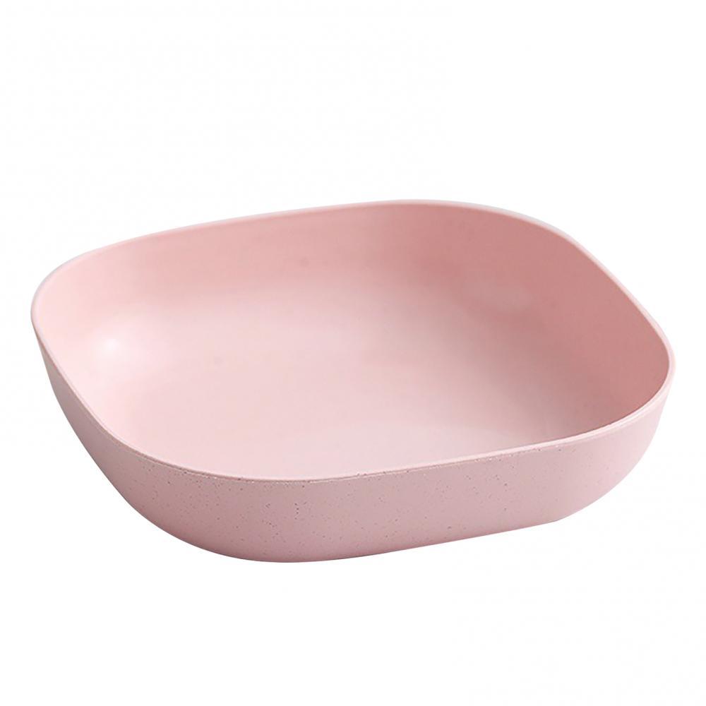 Plato irrompible de paja de trigo para ensalada, platos para el hogar, aperitivos, ensaladera cuadrada, plato de cena, vajilla de cocina: Pink