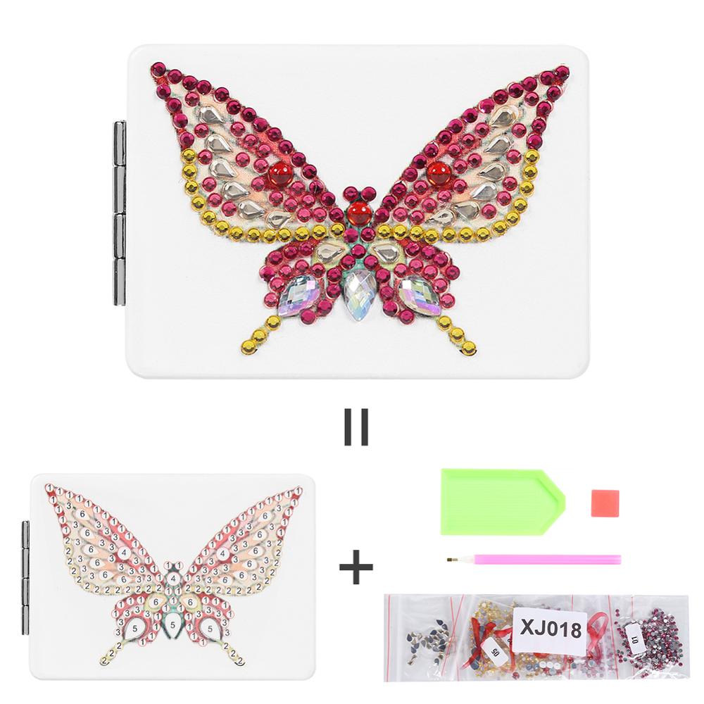Espelho de maquiagem de viagem conjunto mini espelho cosmético borboleta/coração diy pintura diamante em forma especial compõem espelhos: 08