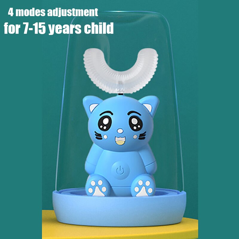 Smart U-Shaped Electric Toothbrush Kids Silicon Automatic Ultrasonic Teeth Tooth Brush Cartoon Pattern Children 360 Degrees Home: Uxingyashua-02