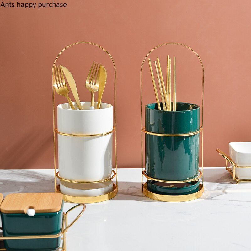 Ijzer Kunst Keramiek Eetstokje Houder Huis Keuken Benodigdheden Servies Opslag Tank Afvoer Rack Bestek Opbergdoos Keuken Organizer