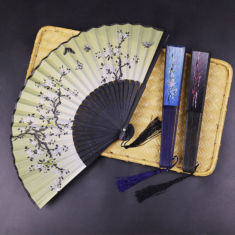 Ventilador de estilo chino japonés, ventilador plegable para decoración del hogar, adornos, estampado artístico manualidad para , abanico de mano para baile de boda