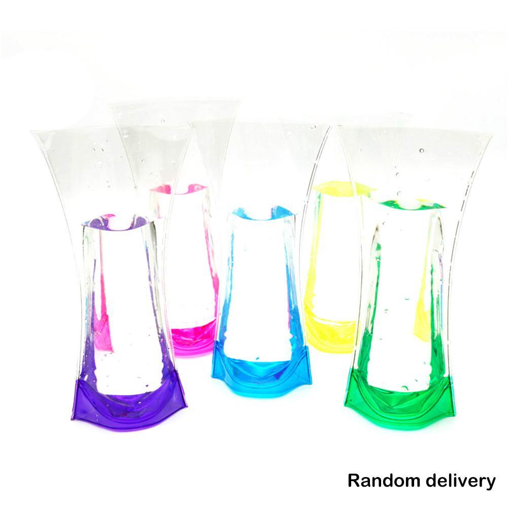 Eco Friendly Foldable PVC Durable Vase Transparent Flower Pot Home Decor Supplies random color Year home decoration