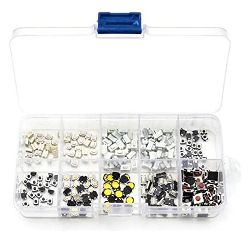 250Pcs 10-Types Tactile Push Button Switch Remote Control Keys Button Contact Microswitch: Default Title