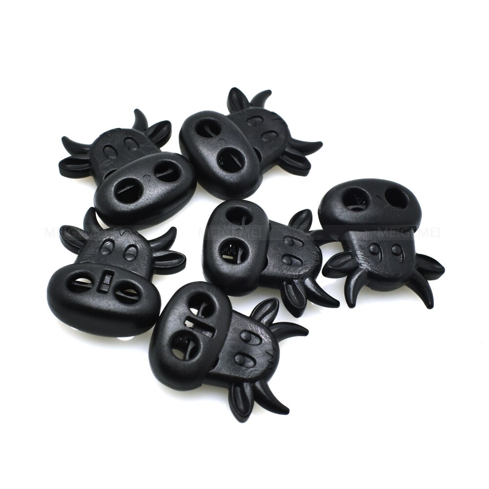 100 unids/pack plástico cable cerradura tapón vaca buey cabeza estilo Clip de palanca para Paracord/Collar Tamaño del agujero 4,7mm negro # C0011-B1