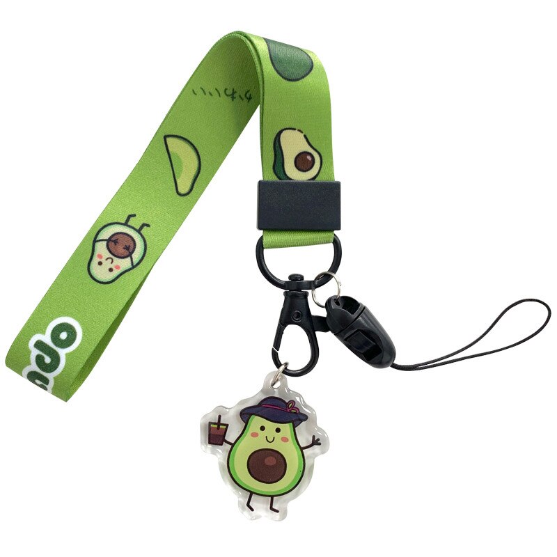 Søde avocado bånd mobiltelefon stropper lanyard til iphone 11 xs lanyard halsrem hang reb til telefon sag sleutelhanger: Avocado kort