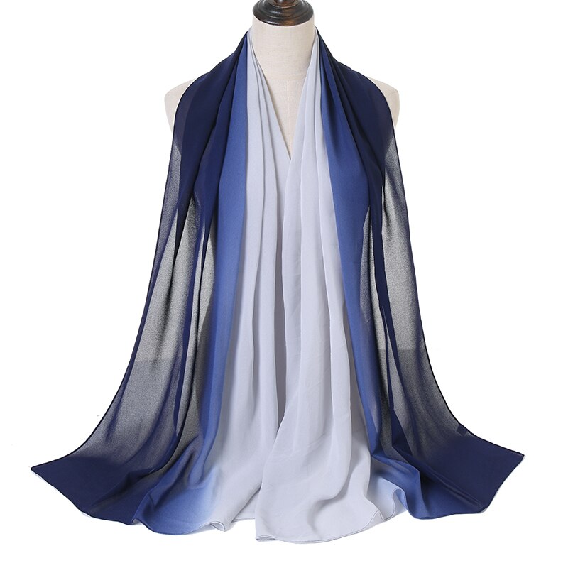 Laven Newest Gradient Bubble Chiffon Scarf Women Muslim Hijab Large Size Ombre Scarves Chiffon Shawl Female Islamic Bandana: 14