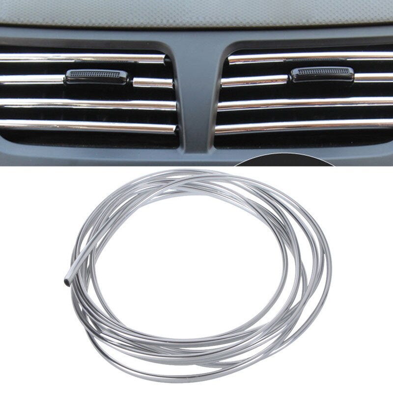 4M DIY Car Air Conditioner Vent Outlet Protect Auto Molding Car Styling Moldings silver decoration Line Interior Exterior Strip