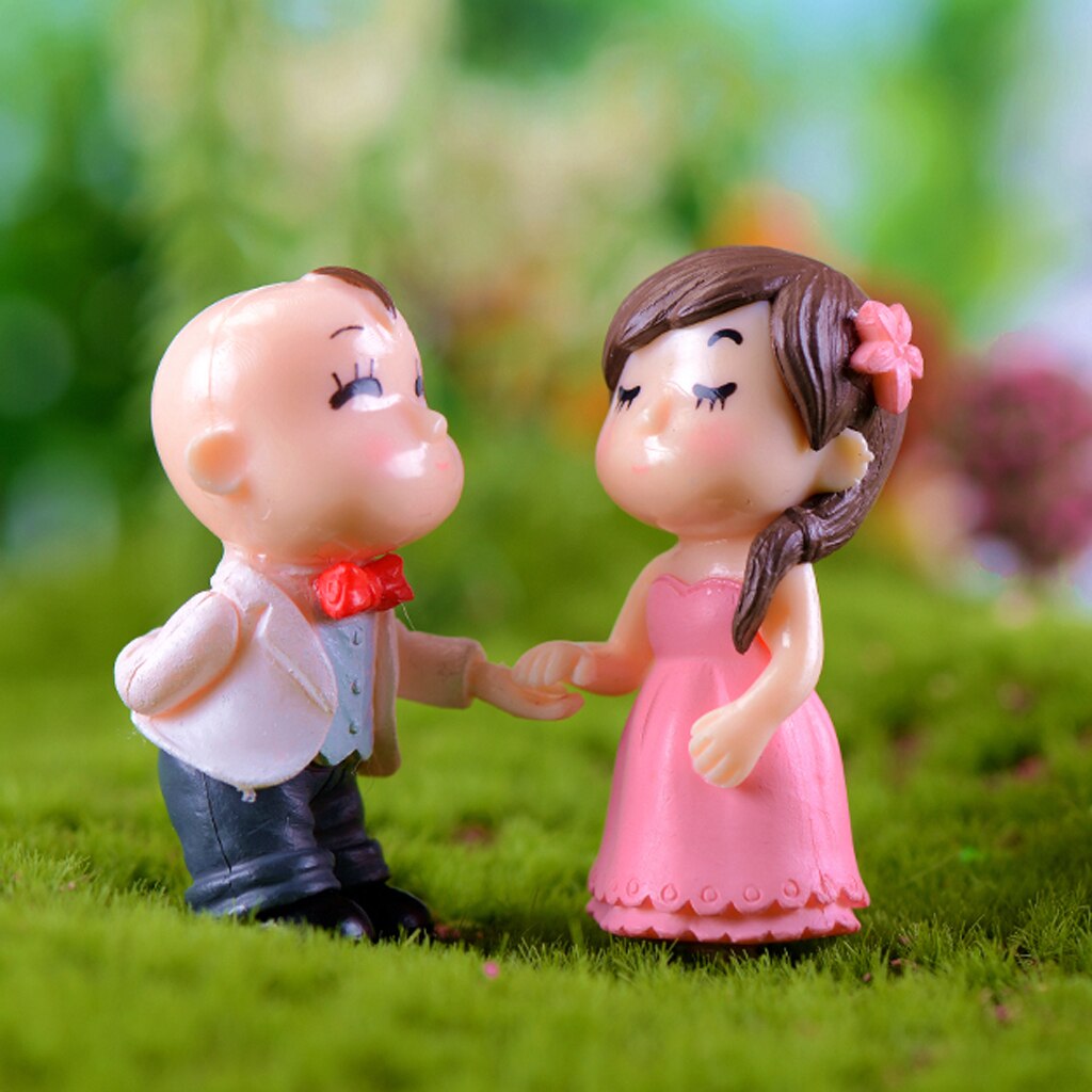 Miniature Couples Fairy Garden Micro Landscape Bonsai Pot Decor