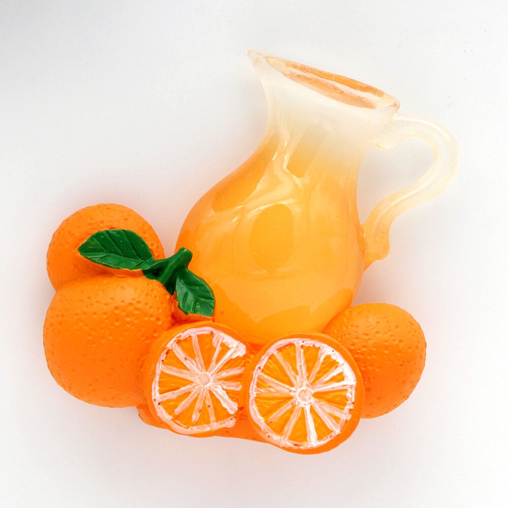 Glas imiteret appelsinjuice flaske magnetisk køleskab pind køkken dekoration 3d frugt orange sød samling køleskab magnet