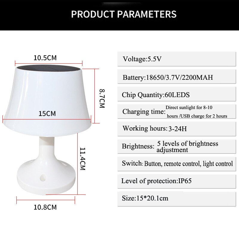 Outdoor Solar Bureaulamp Solar Tuin Licht Usb Oplaadbare Dimbare Bureaulamp Led Tafellamp Leeslamp Met Afstandsbediening
