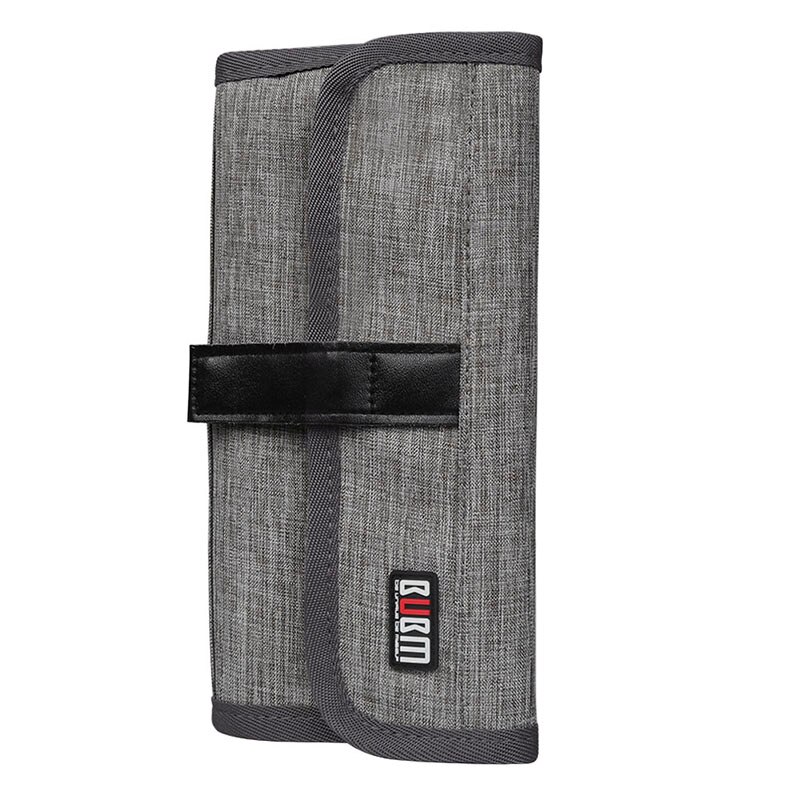 Bubm lichtgewicht reiskabel organizer, oprolbare elektronica accessoires opbergtas voor oplader, usb-kabels, oortelefoon harde schijf: Opbergtas grijs