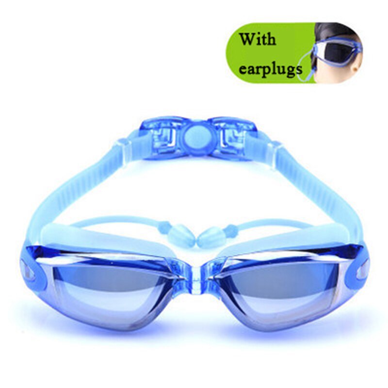Swimming Goggles Myopia Waterproof Anti-fog UV Swim Diving Glasses Underwater Silicone Coating Dive Goggles: blue